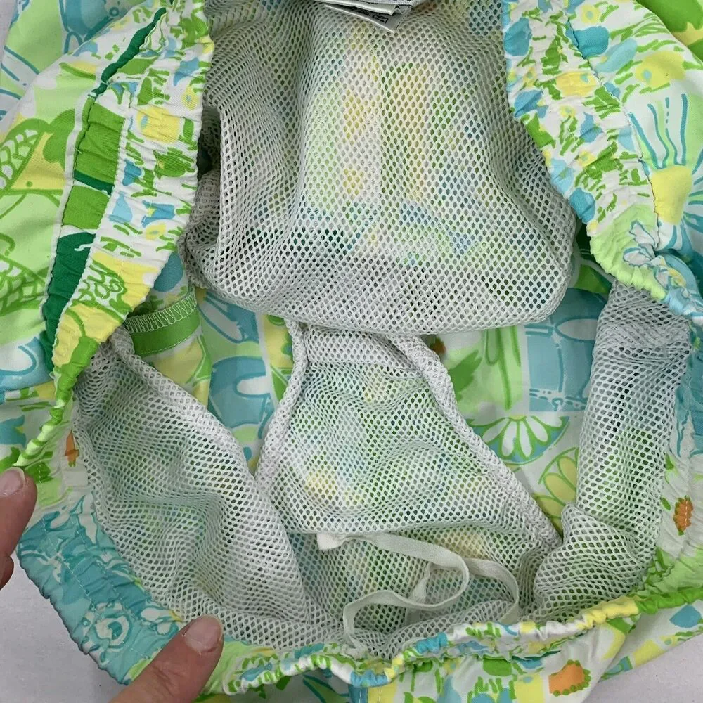 Vintage Lilly Pulitzer Boys Sz M 6/6X Swim Trunks 90s Green‎ Floral Bathing Suit